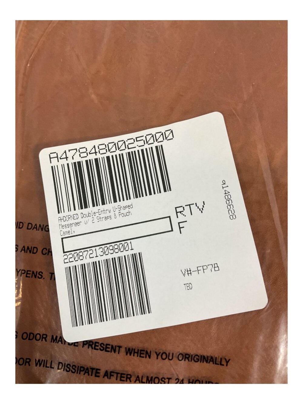 Ahdorned U-Shaped Messenger Bag in Camel with Dual Straps and Bonus Pouch - Faux